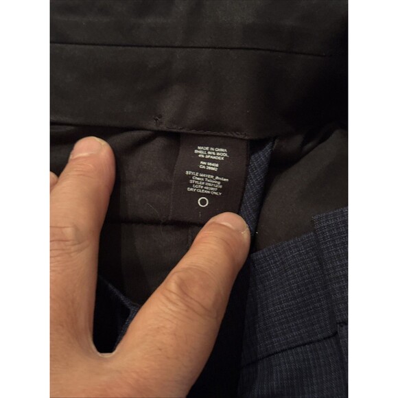 Theory Mayer Blue Wool Pattern Plaid Stretch Suit Pants | 33W - Picture 15 of 16